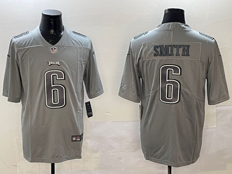 Men Philadelphia Eagles #6 Smith Grey 2025 Nike Vapor Limited NFL Jersey style 2104